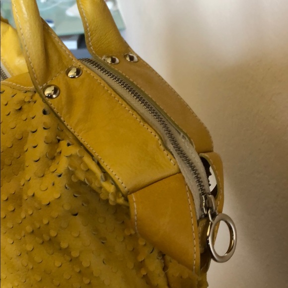 Genuine Leather Soft Yellow Purse holepunch design - Picture 2 of 9